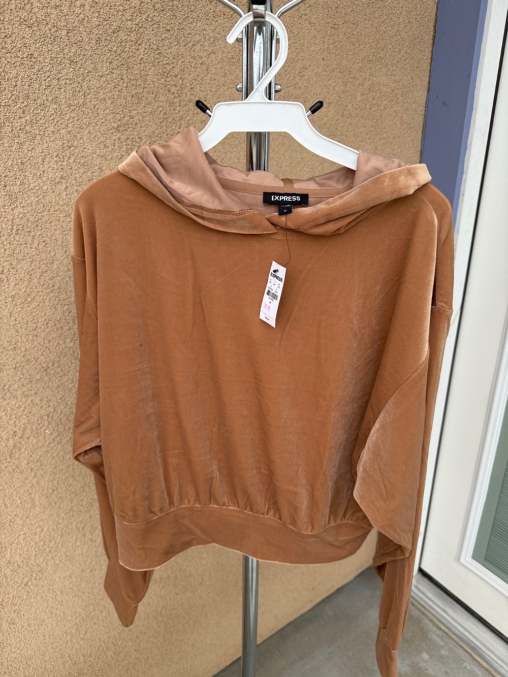 Express Rust Brown Velour Hoodie